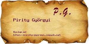 Pirity Györgyi névjegykártya